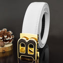 High Quality Genuine Leather Designer Men Belts - White Gold