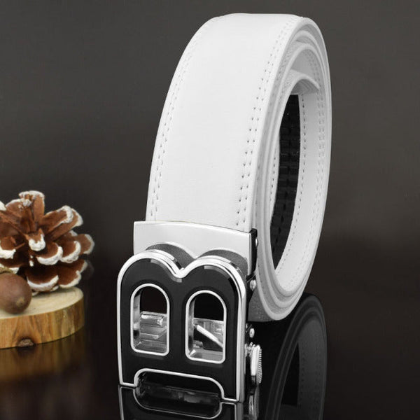 High Quality Genuine Leather Designer Men Belts - White 