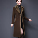 High Quality Thicken Cashmere Collar Wool Blends Women Coat 