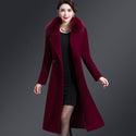 High Quality Thicken Cashmere Collar Wool Blends Women Coat 