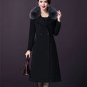 High Quality Thicken Cashmere Collar Wool Blends Women Coat 