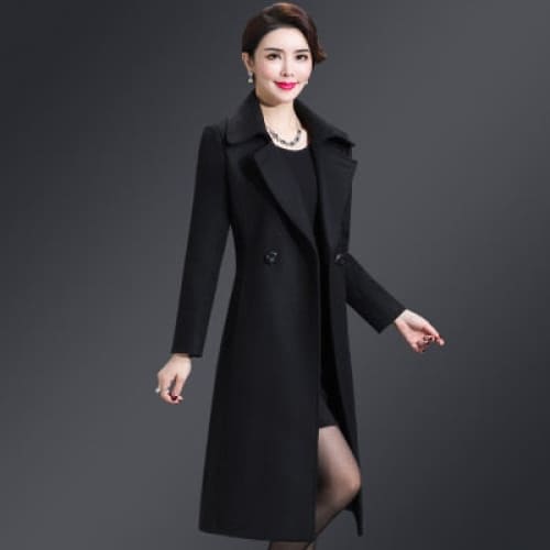 High Quality Thicken Cashmere Collar Wool Blends Women Coat 