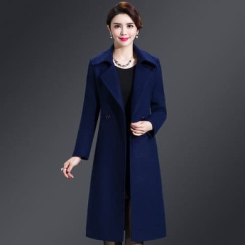 High Quality Thicken Cashmere Collar Wool Blends Women Coat 