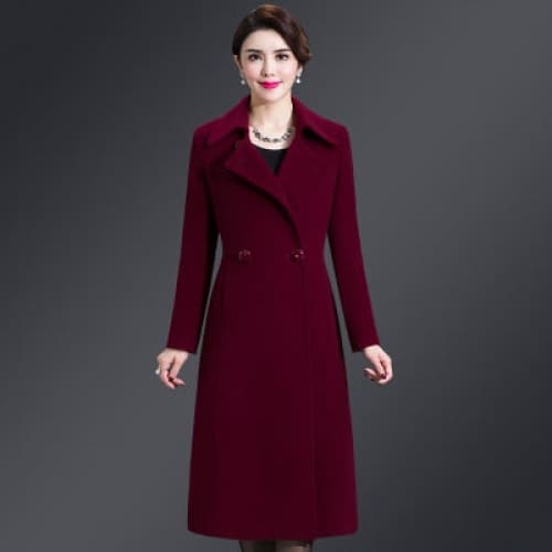 High Quality Thicken Cashmere Collar Wool Blends Women Coat 