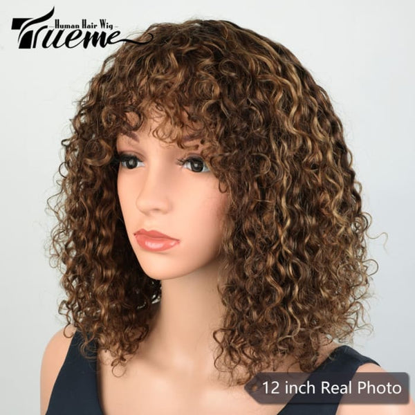 Highlight Blonde Jerry Curly Short Bob Women Wigs - 10inches