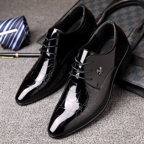 Italian Luxury Patent Leather Men Oxford Shoes - On sale