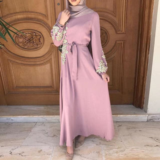 Kaftan Dubai Abaya Muslim Women Dress - Pink / XL - On sale 