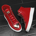 Leopard Platform Men Ankle Boots High-Cut Sneakers - Red / 