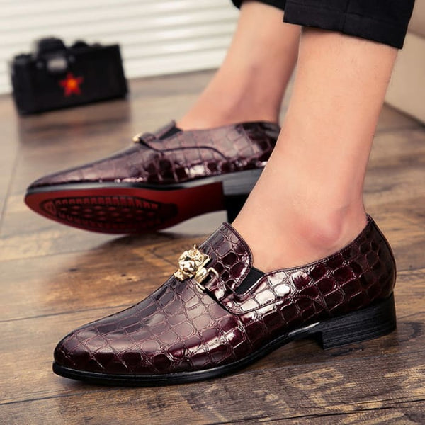 Luxury Crocodile Grain Pointed Toe Men Shoes - On sale Free 