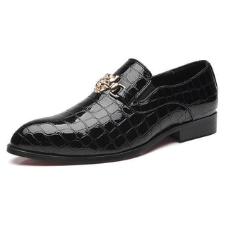 Luxury Crocodile Grain Pointed Toe Men Shoes - Black / 44 - 