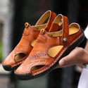 Luxury Designer Genuine Leather Men Slippers - Sandals On 