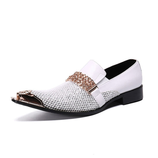 Luxury Fiber Men Pointed Dress Shoes - White / 47 - Men 