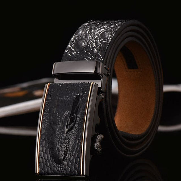 Men Genuine Leather Belts Crocodile Pattern Automatic Buckle Belts For Men Brand  Luxury High Quality Business Strap