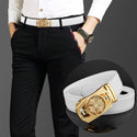 Luxury Genuine Leather Rhinestone Metal Rotatable Men Belt -