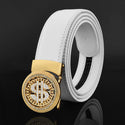 Luxury Genuine Leather Rhinestone Metal Rotatable Men Belt -