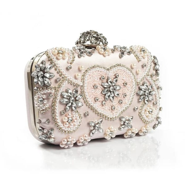 Luxury Geometric Pearl Bridal Clutch - Pink - On sale Free