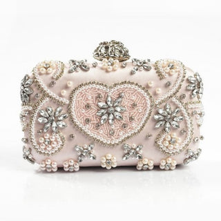 Luxury Geometric Pearl Bridal Clutch - Pink - On sale Free