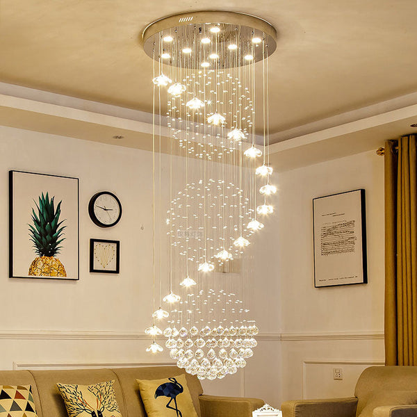 Luxury Long Staircase Crystal Chandelier - Cold White / 