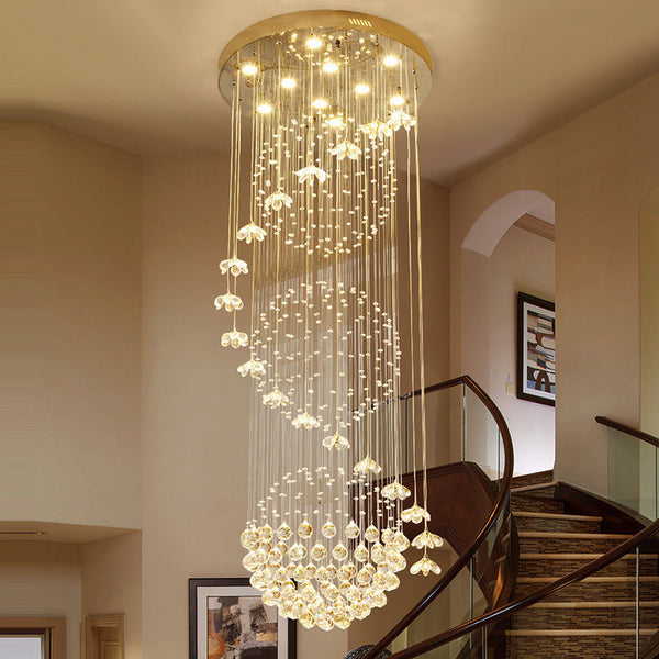 Luxury Long Staircase Crystal Chandelier - Warm White / 