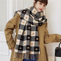 Luxury Plaid Scarf Cashmere Thick Women Winter Shawl -