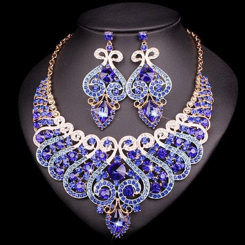 Luxury Rhinestone Crystal Statement Bridal Jewelry Set - 2 