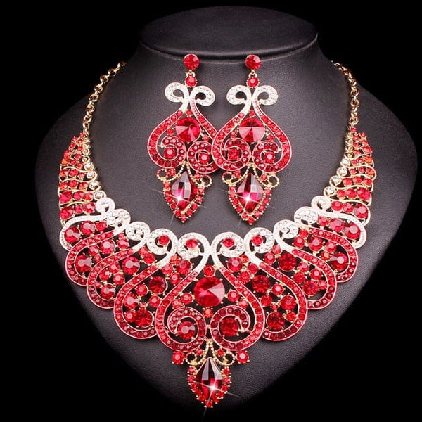 Luxury Rhinestone Crystal Statement Bridal Jewelry Set - 2 