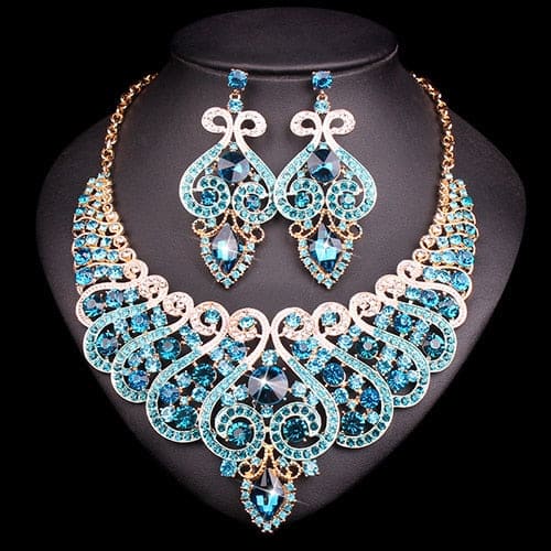 Luxury Rhinestone Crystal Statement Bridal Jewelry Set - 2 