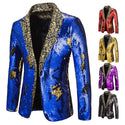 Luxury Sequin Glitter Flower Lapel Men Blazer - On sale Free