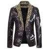 Luxury Sequin Glitter Flower Lapel Men Blazer - Black / S - 