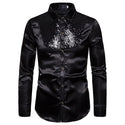 Luxury Sequin Glitter Flower Lapel Men Blazer - Black Shirt 