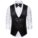 Luxury Sequin Glitter Flower Lapel Men Blazer - Black Vest /