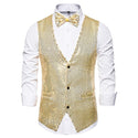 Luxury Sequin Glitter Flower Lapel Men Blazer - Golden Vest 