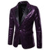 Luxury Sequin Glitter Flower Lapel Men Blazer - Purple / XXL