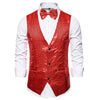 Luxury Sequin Glitter Flower Lapel Men Blazer - Red Vest / L