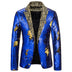 Luxury Sequin Glitter Flower Lapel Men Blazer - Royale Blue 