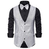 Luxury Sequin Glitter Flower Lapel Men Blazer - Silver Vest 