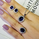 Luxury Silver Blue Sunflower Bridal Jewelry 