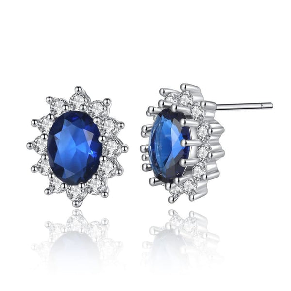 Luxury Silver Blue Sunflower Bridal Jewelry 