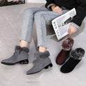 Natural Fur Genuine Leather Women Ankle Boots - Shoes On 