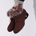 Natural Fur Genuine Leather Women Ankle Boots - Shoes On 