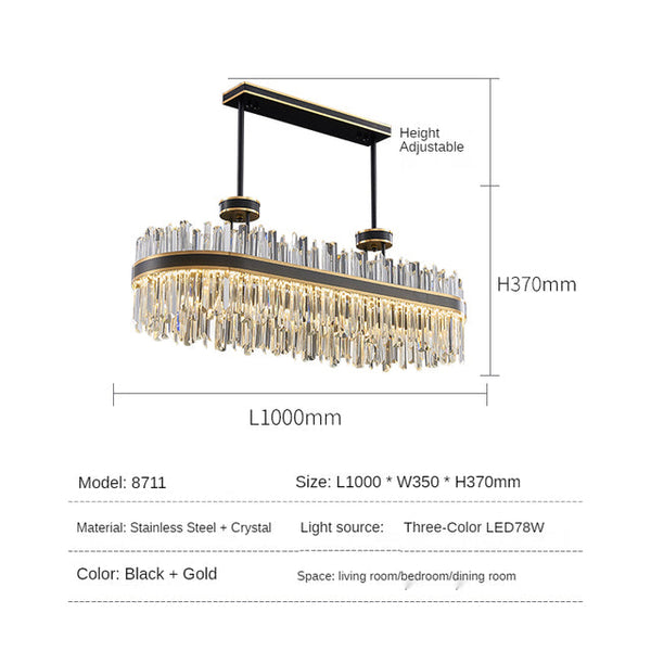 Oval Design Luxury Modern Crystal Chandelier - L100cm x 