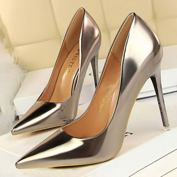 Patent Leather Sexy Women Wedding High Heels - On sale Free 