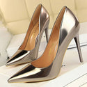 Patent Leather Sexy Women Wedding High Heels - Bronze / 38 -