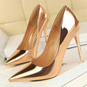 Patent Leather Sexy Women Wedding High Heels - Champagne / 