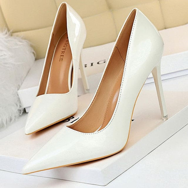 Patent Leather Sexy Women Wedding High Heels - White / 39 - 