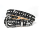 Rhinestone Diamond Waistband Unisex Belts - Black-Silver / 