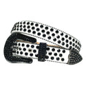 Rhinestone Diamond Waistband Unisex Belts - Black-White / 