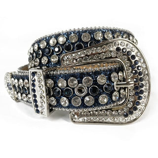 Rhinestone Diamond Waistband Unisex Belts - Dark-Blue / 