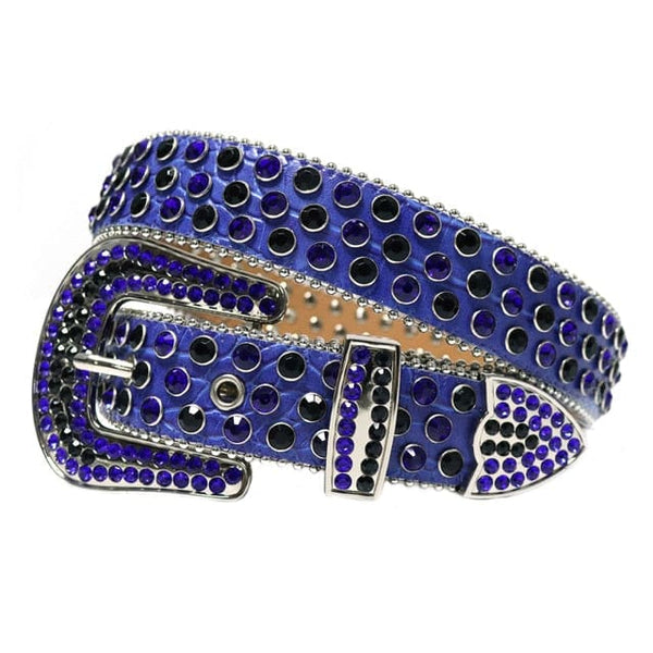 Rhinestone Diamond Waistband Unisex Belts - Navy-Blue / 