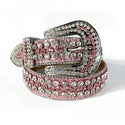 Rhinestone Diamond Waistband Unisex Belts - Pink-Diamond / 